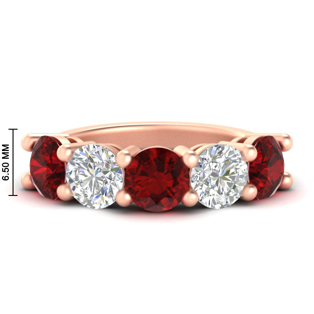 5-carat-round-5-stone-diamond-and-ruby-anniversary-wedding-band-in-rose-gold-FDENS141ROBGRUDR-5.00CT-NL-RG-HW