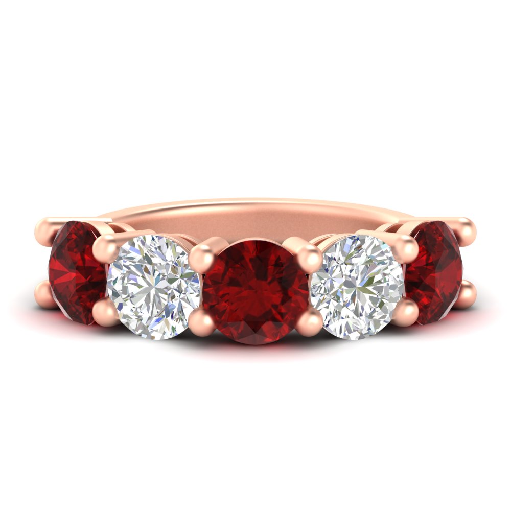 5-carat-round-5-stone-diamond-and-ruby-anniversary-wedding-band-in-rose-gold-FDENS141ROBGRUDR-5.00CT-NL-RG