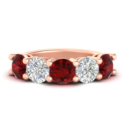 5-carat-round-5-stone-diamond-and-ruby-anniversary-wedding-band-in-rose-gold-FDENS141ROBGRUDR-5.00CT-NL-RG