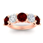 Load image into Gallery viewer, 5-carat-round-5-stone-diamond-and-ruby-anniversary-wedding-band-in-rose-gold-FDENS141ROBGRUDRANGLE5-5.00CT-NL-RG
