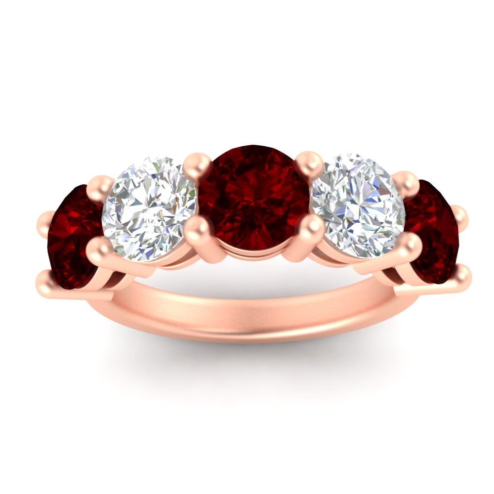 5-carat-round-5-stone-diamond-and-ruby-anniversary-wedding-band-in-rose-gold-FDENS141ROBGRUDRANGLE5-5.00CT-NL-RG