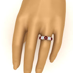 Load image into Gallery viewer, 5-carat-round-5-stone-diamond-and-ruby-anniversary-wedding-band-in-rose-gold-FDENS141ROBGRUDRHAND-5.00CT-NL-RG
