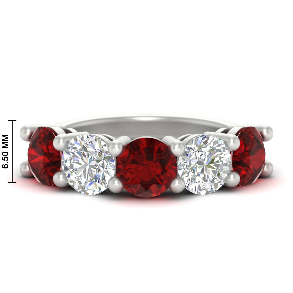 5-carat-round-5-stone-diamond-and-ruby-anniversary-wedding-band-in-white-gold-FDENS141ROBGRUDR-5.00CT-NL-WG-HW