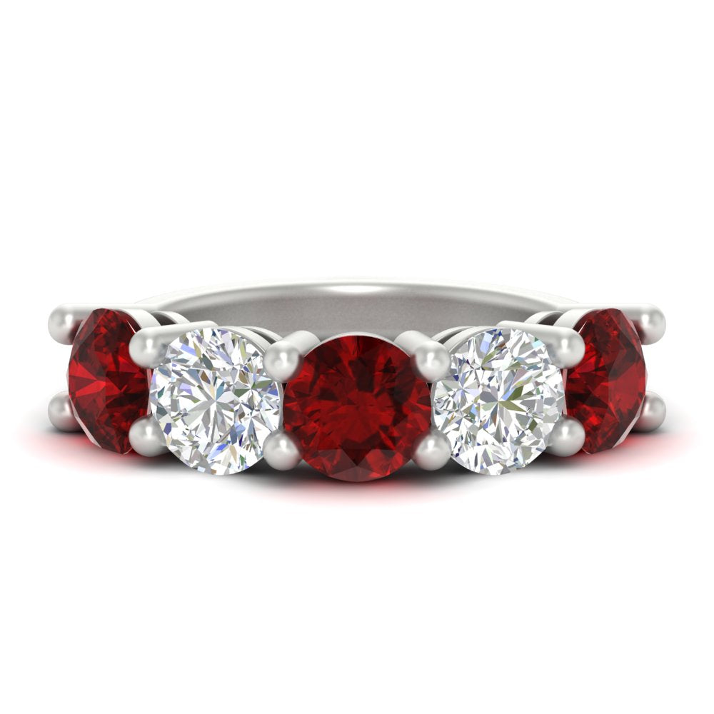 5-carat-round-5-stone-diamond-and-ruby-anniversary-wedding-band-in-white-gold-FDENS141ROBGRUDR-5.00CT-NL-WG