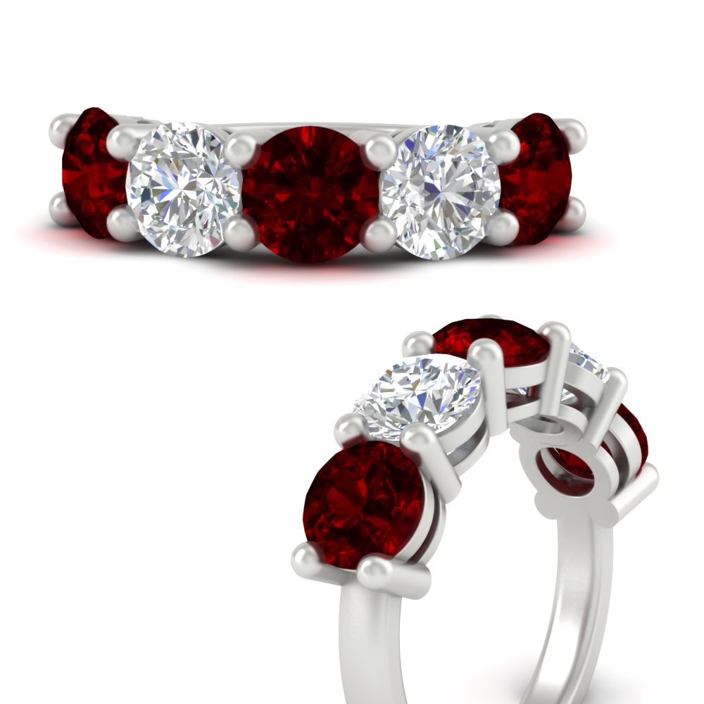 5-carat-round-5-stone-diamond-and-ruby-anniversary-wedding-band-in-white-gold-FDENS141ROBGRUDRANGLE3-5.00CT-NL-WG