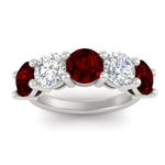 Load image into Gallery viewer, 5-carat-round-5-stone-diamond-and-ruby-anniversary-wedding-band-in-white-gold-FDENS141ROBGRUDRANGLE5-5.00CT-NL-WG
