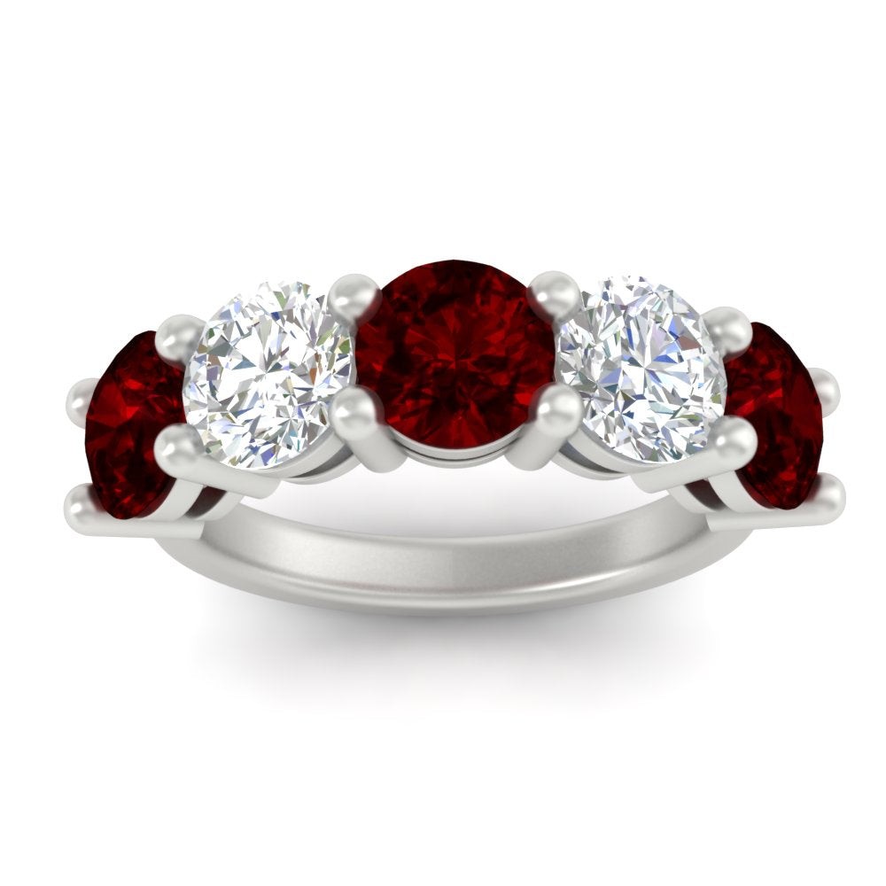 5-carat-round-5-stone-diamond-and-ruby-anniversary-wedding-band-in-white-gold-FDENS141ROBGRUDRANGLE5-5.00CT-NL-WG