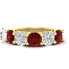 Load image into Gallery viewer, 5-carat-round-5-stone-diamond-and-ruby-anniversary-wedding-band-in-yellow-gold-FDENS141ROBGRUDR-5.00CT-NL-YG-HW