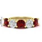 Load image into Gallery viewer, 5-carat-round-5-stone-diamond-and-ruby-anniversary-wedding-band-in-yellow-gold-FDENS141ROBGRUDR-5.00CT-NL-YG-HW
