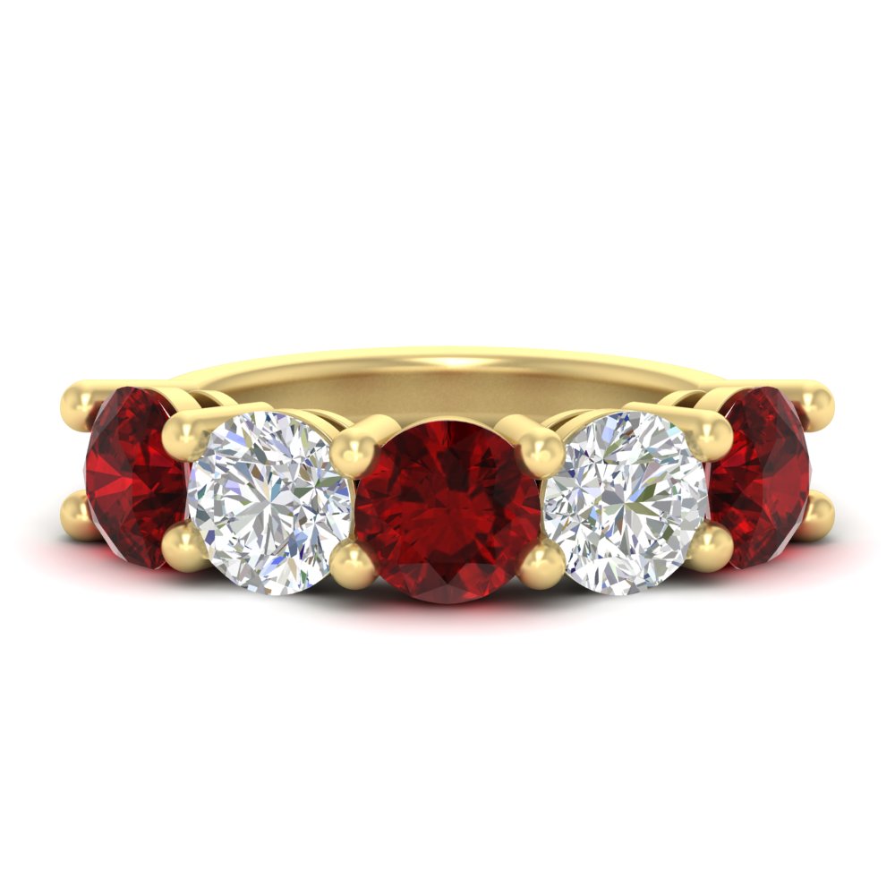 5-carat-round-5-stone-diamond-and-ruby-anniversary-wedding-band-in-yellow-gold-FDENS141ROBGRUDR-5.00CT-NL-YG