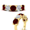 Load image into Gallery viewer, 5-carat-round-5-stone-diamond-and-ruby-anniversary-wedding-band-in-yellow-gold-FDENS141ROBGRUDRANGLE3-5.00CT-NL-YG