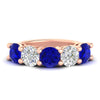 Load image into Gallery viewer, 5-carat-round-5-stone-diamond-and-sapphire-anniversary-wedding-band-in-rose-gold-FDENS141ROBGSABL-5.00CT-NL-RG