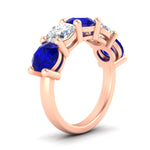 Load image into Gallery viewer, 5-carat-round-5-stone-diamond-and-sapphire-anniversary-wedding-band-in-rose-gold-FDENS141ROBGSABLANGLE2-5.00CT-NL-RG
