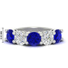 Load image into Gallery viewer, 5-carat-round-5-stone-diamond-and-sapphire-anniversary-wedding-band-in-white-gold-FDENS141ROBGSABL-5.00CT-NL-WG-HW
