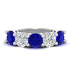 Load image into Gallery viewer, 5-carat-round-5-stone-diamond-and-sapphire-anniversary-wedding-band-in-white-gold-FDENS141ROBGSABL-5.00CT-NL-WG