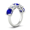 Load image into Gallery viewer, 5-carat-round-5-stone-diamond-and-sapphire-anniversary-wedding-band-in-white-gold-FDENS141ROBGSABLANGLE2-5.00CT-NL-WG