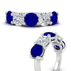 Load image into Gallery viewer, 5-carat-round-5-stone-diamond-and-sapphire-anniversary-wedding-band-in-white-gold-FDENS141ROBGSABLANGLE3-5.00CT-NL-WG