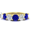 Load image into Gallery viewer, 5-carat-round-5-stone-diamond-and-sapphire-anniversary-wedding-band-in-yellow-gold-FDENS141ROBGSABL-5.00CT-NL-YG-HW