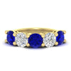 Load image into Gallery viewer, 5-carat-round-5-stone-diamond-and-sapphire-anniversary-wedding-band-in-yellow-gold-FDENS141ROBGSABL-5.00CT-NL-YG