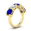Load image into Gallery viewer, 5-carat-round-5-stone-diamond-and-sapphire-anniversary-wedding-band-in-yellow-gold-FDENS141ROBGSABLANGLE2-5.00CT-NL-YG
