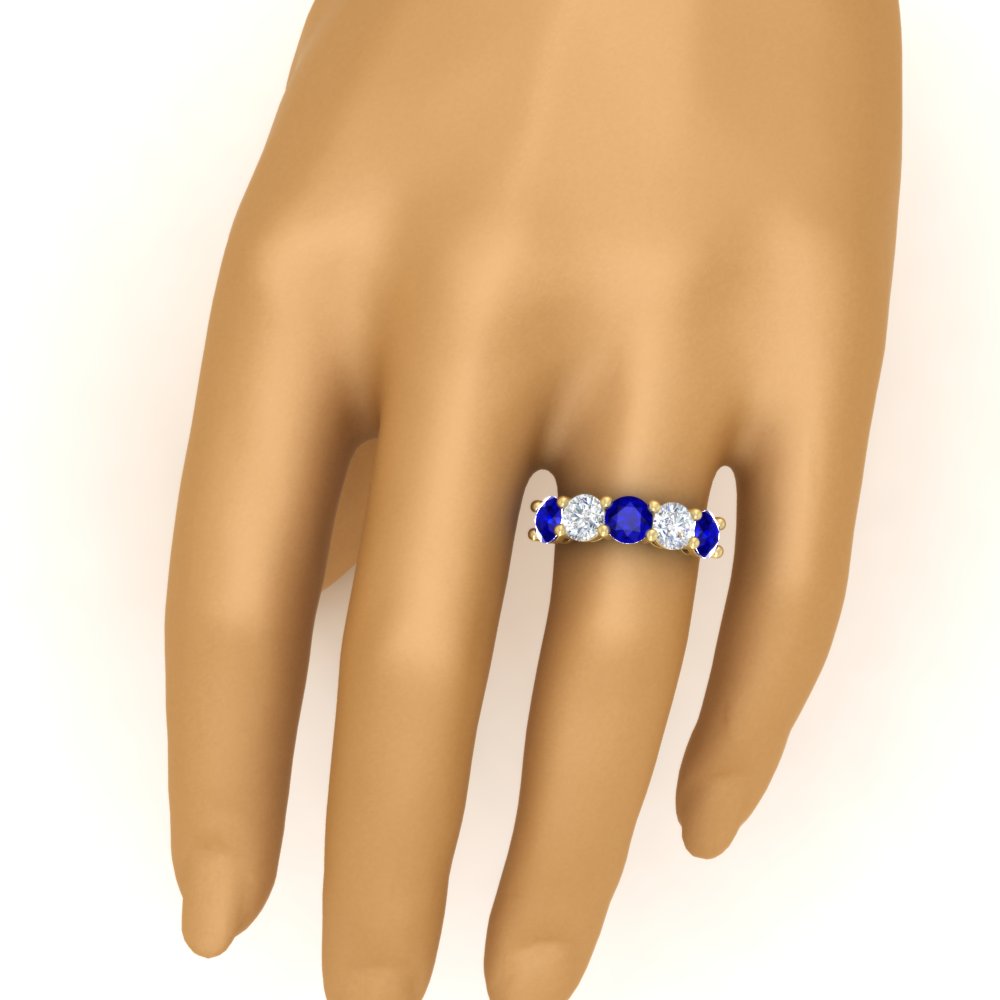 5-carat-round-5-stone-diamond-and-sapphire-anniversary-wedding-band-in-yellow-gold-FDENS141ROBGSABLHAND-5.00CT-NL-YG