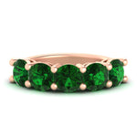 Load image into Gallery viewer, 5-carat-round-5-stone-emerald-colored-anniversary-wedding-band-in-rose-gold-FDENS141ROBGEMGR-5.00CT-NL-RG-GS
