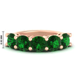 Load image into Gallery viewer, 5-carat-round-5-stone-emerald-colored-anniversary-wedding-band-in-rose-gold-FDENS141ROBGEMGR-5.00CT-NL-RG-HW-GS
