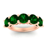Load image into Gallery viewer, 5-carat-round-5-stone-emerald-colored-anniversary-wedding-band-in-rose-gold-FDENS141ROBGEMGRANGLE5-5.00CT-NL-RG-GS
