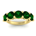 Load image into Gallery viewer, 5-carat-round-5-stone-emerald-colored-anniversary-wedding-band-in-yellow-gold-FDENS141ROBGEMGRANGLE5-5.00CT-NL-YG-GS
