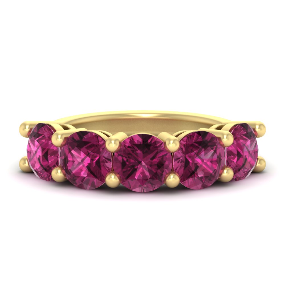 5-carat-round-5-stone-pink-sapphire-colored-anniversary-wedding-band-in-yellow-gold-FDENS141ROBGSADRPI-5.00CT-NL-YG-GS