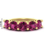 Load image into Gallery viewer, 5-carat-round-5-stone-pink-sapphire-colored-anniversary-wedding-band-in-yellow-gold-FDENS141ROBGSADRPI-5.00CT-NL-YG-HW-GS
