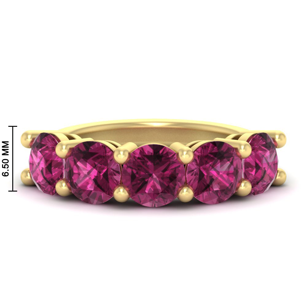 5-carat-round-5-stone-pink-sapphire-colored-anniversary-wedding-band-in-yellow-gold-FDENS141ROBGSADRPI-5.00CT-NL-YG-HW-GS