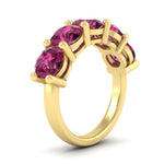 Load image into Gallery viewer, 5-carat-round-5-stone-pink-sapphire-colored-anniversary-wedding-band-in-yellow-gold-FDENS141ROBGSADRPIANGLE2-5.00CT-NL-YG-GS
