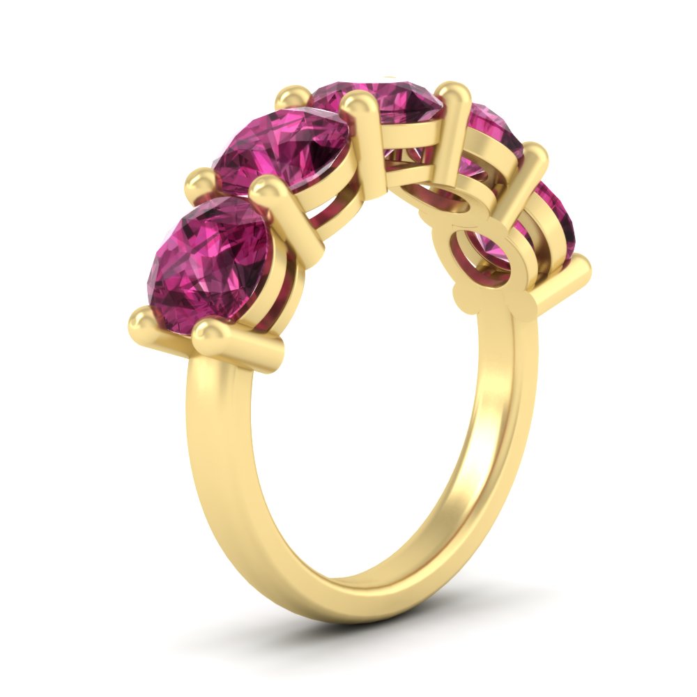 5-carat-round-5-stone-pink-sapphire-colored-anniversary-wedding-band-in-yellow-gold-FDENS141ROBGSADRPIANGLE2-5.00CT-NL-YG-GS