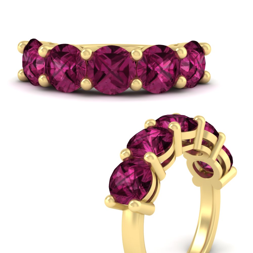 5-carat-round-5-stone-pink-sapphire-colored-anniversary-wedding-band-in-yellow-gold-FDENS141ROBGSADRPIANGLE3-5.00CT-NL-YG-GS
