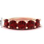 Load image into Gallery viewer, 5-carat-round-5-stone-ruby-colored-anniversary-wedding-band-in-rose-gold-FDENS141ROBGRUDR-5.00CT-NL-RG-HW-GS
