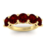Load image into Gallery viewer, 5-carat-round-5-stone-ruby-colored-anniversary-wedding-band-in-yellow-gold-FDENS141ROBGRUDRANGLE5-5.00CT-NL-YG-GS
