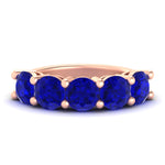 Load image into Gallery viewer, 5-carat-round-5-stone-sapphire-colored-anniversary-wedding-band-in-rose-gold-FDENS141ROBGSABL-5.00CT-NL-RG-GS
