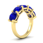 Load image into Gallery viewer, 5-carat-round-5-stone-sapphire-colored-anniversary-wedding-band-in-yellow-gold-FDENS141ROBGSABLANGLE2-5.00CT-NL-YG-GS
