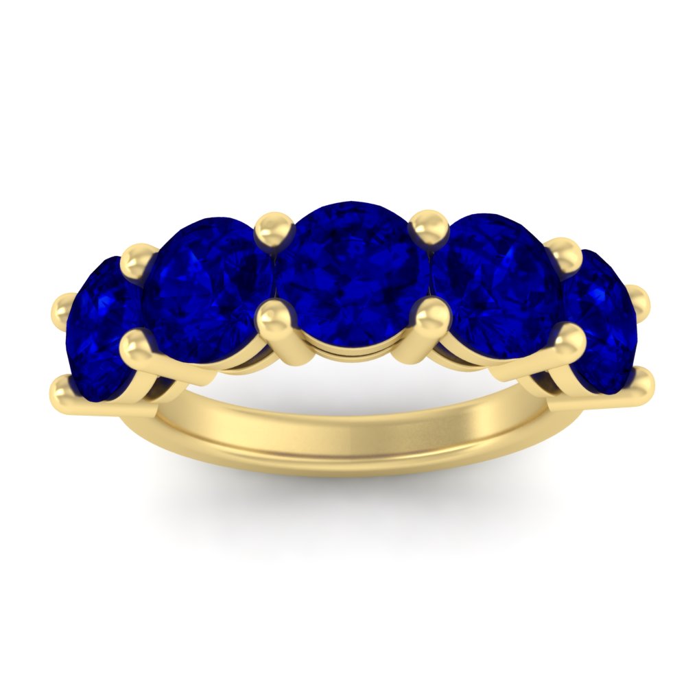 5-carat-round-5-stone-sapphire-colored-anniversary-wedding-band-in-yellow-gold-FDENS141ROBGSABLANGLE5-5.00CT-NL-YG-GS
