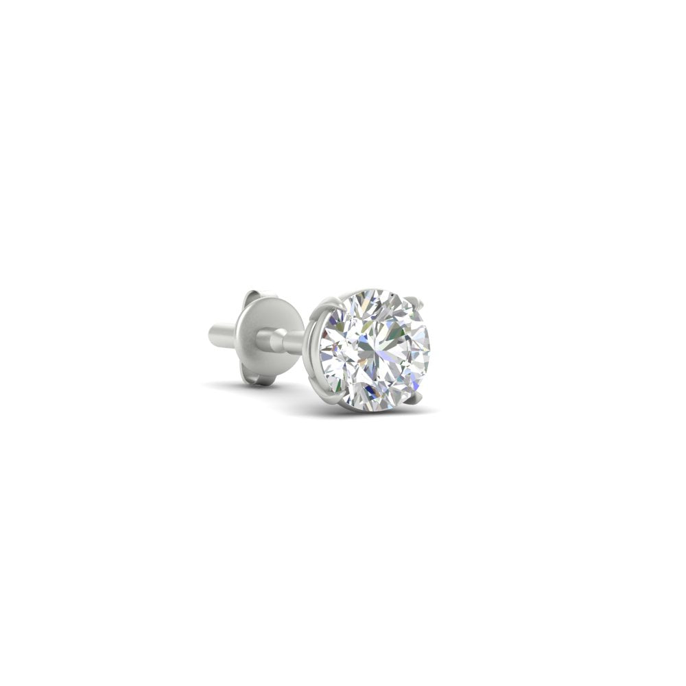 5 Carat Round Cut Mens Earring