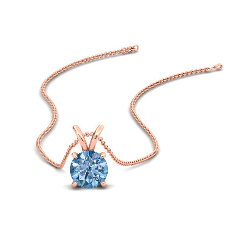 Fancy Lab Grown Round Colored Stone Diamond Pendant