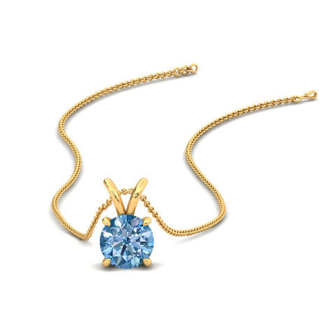 Fancy Lab Grown Round Colored Stone Diamond Pendant