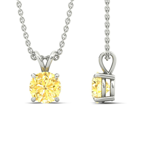 Fancy Lab Grown Round Colored Stone Diamond Pendant