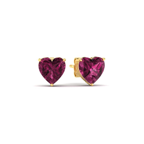 Heart Shaped Cultured Pink Sapphire Stud Solitaire Earrings