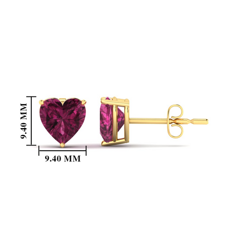Heart Shaped Cultured Pink Sapphire Stud Solitaire Earrings