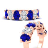 Load image into Gallery viewer, 5-ct-oval-seven-stone-sapphire-anniversary-band-for-women-in-rose-gold-fdwb8008ovgsablangle3-5.00ct-nl-rg.jpg
