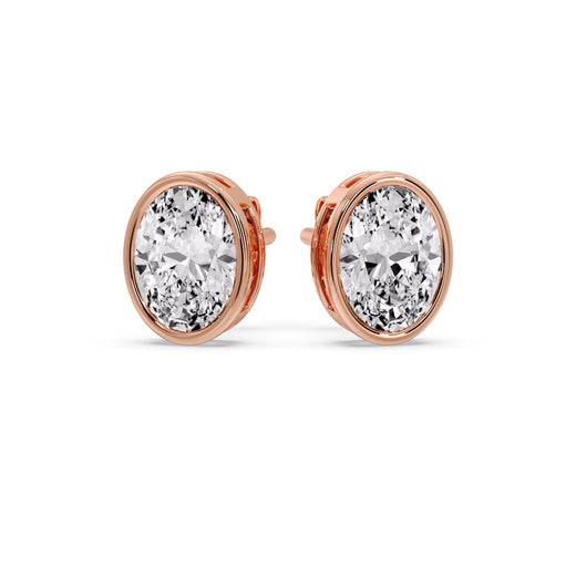 Bezel Stud Earring Oval Diamond