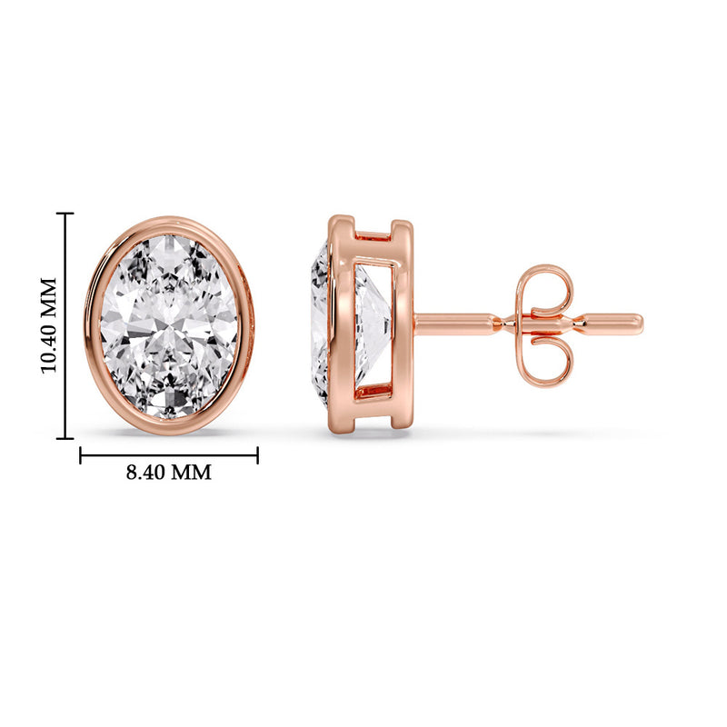 Bezel Stud Earring Oval Diamond