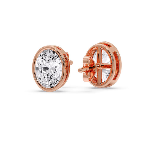 Bezel Stud Earring Oval Diamond